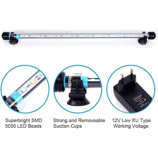 LED-akvariebelysning, vandtæt LED-belysning til dragefisk (18 cm, RGB)