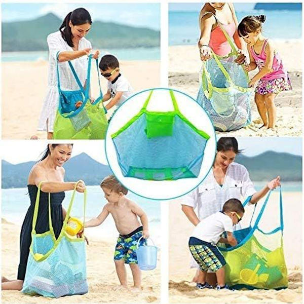 Strandleksakspåse i mesh, grön strandleksakspåse, stor strand KLB