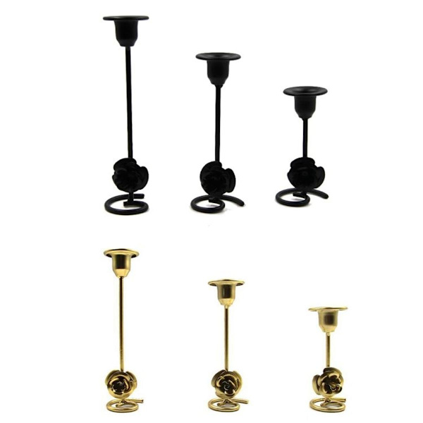2 st Rosformade Metall Ljusstakar Bar Bordsdekoration Ljusstake för Ljusstake
