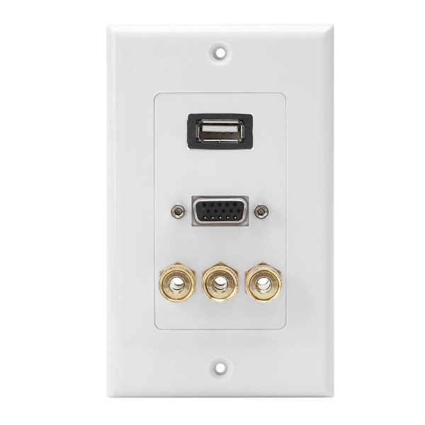 USB2.0 + VGA + 3 banankontakter informationstavla väggplatta KLB
