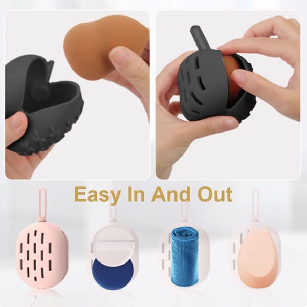 Makeup svampeholder til rejser, silikone beauty blender sort KLB