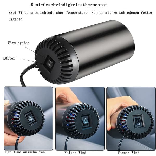 Bærbar bilvarmer, 12V avduggerfilter, 150W KLB