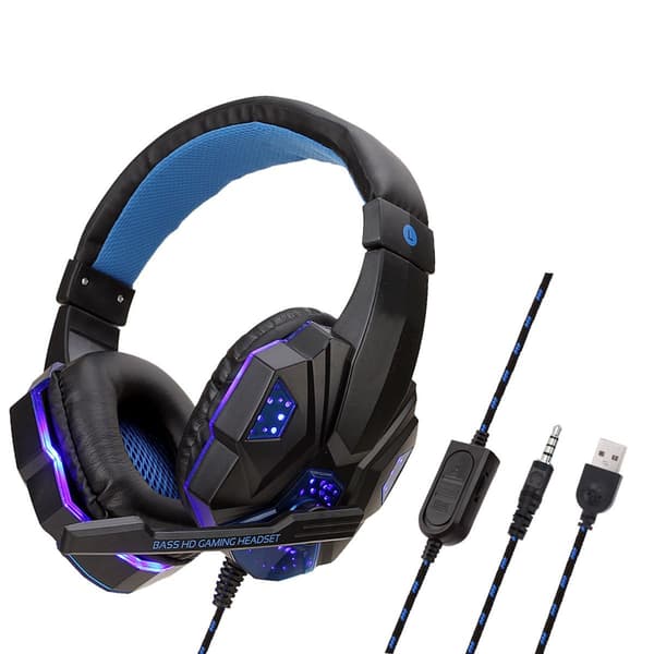 RGB-spelheadset med stereoljud, PS4 svart och blå