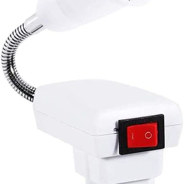 E27-lampeholder med bryter (EU-plugg), leselampe med fleksibel hals,