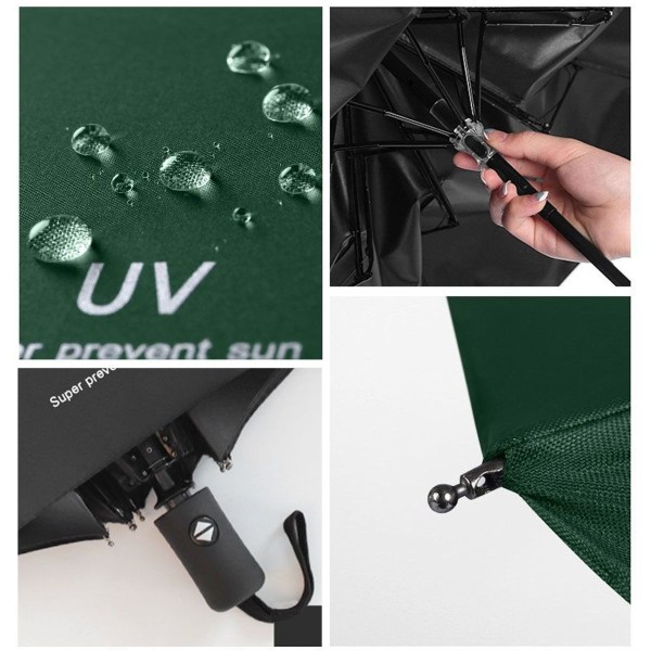 UV automatiskt paraply regn- och regnfällbart paraply, svart KLB