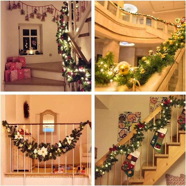 Julekrans med LED-fe lys 270cm juleguirlande KLB