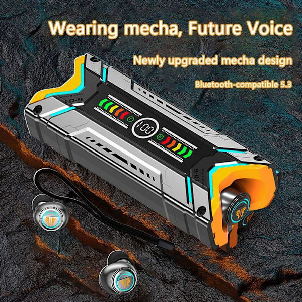 Futuristisk Sci-fi Mecha Style TWS Trådløs Bluetooth 5.3 Sort