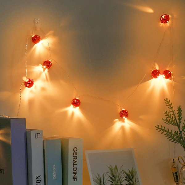 1,5 m 10 LED röda metallklockor LED ljusslinga dekorationsljus KLB