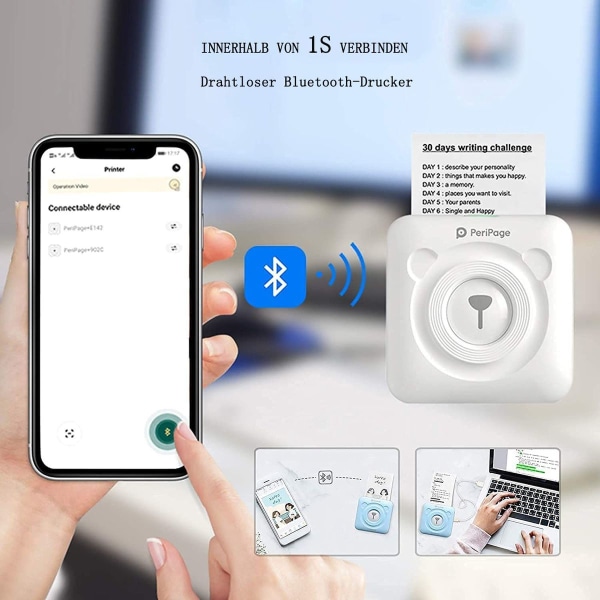 Minifotoprinter - Bluetooth, Termisk papir - 203 DPI - iOS, Android, Windows - Brun