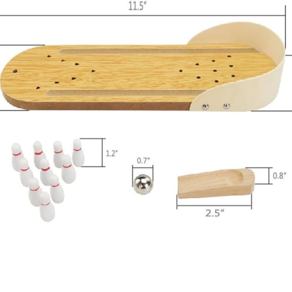 Mini Bowling, Bordbord av tre Bowling Innendørs Bowling Leketøy KLB