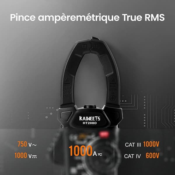 1000 A AC/DC klemmemåler, Kaiweets True RMS