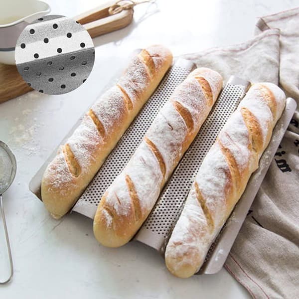 Perforerad baguetteform med non-stick-beläggning för bakning, silver KLB