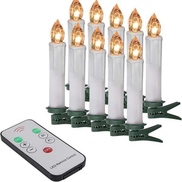 Trådløse og flammefrie lys, 10-pakning trådløse LED-julelys, jul