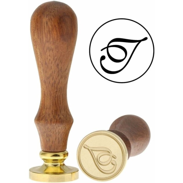 Retro messinghode trehåndtak alfabet bokstaver initial voks klassisk forsegling voks stempel T KLB