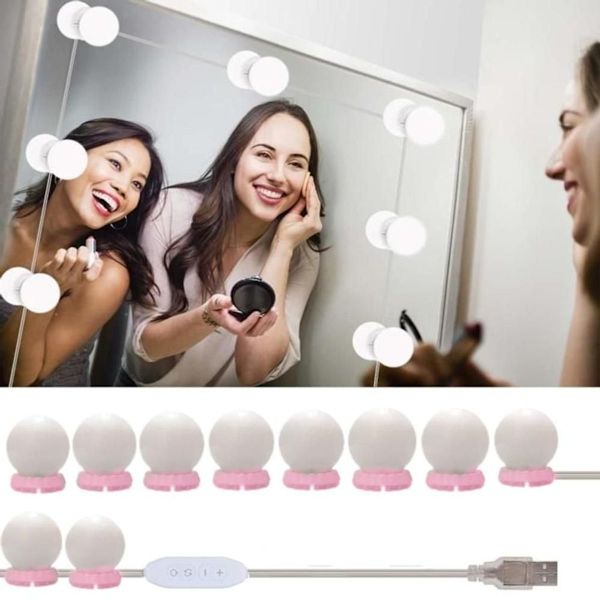 LED-spejllampe, Hollywood-stil 10 dæmpbar makeup-lys 7000K Make Up-lys, KLB