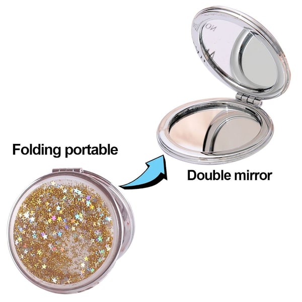 Spejl Lomme Mini Kviksand Makeup Spejl Bærbar Dobbelt Style2