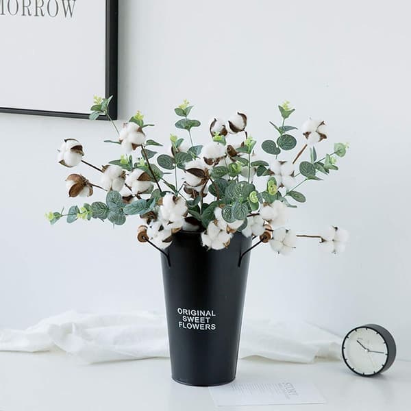 Bomulds Eukalyptus Buket, 4stk/6stk Bomuldsstængel Blomster DIY KLB