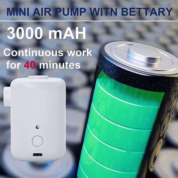 Ultra Mini Luftpump, Uppladdningsbar, 4 Désen, Vit
