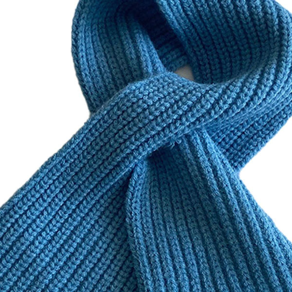 Barn Mode Enfärgad Stickad Halsduk Mjuk Varm Blå