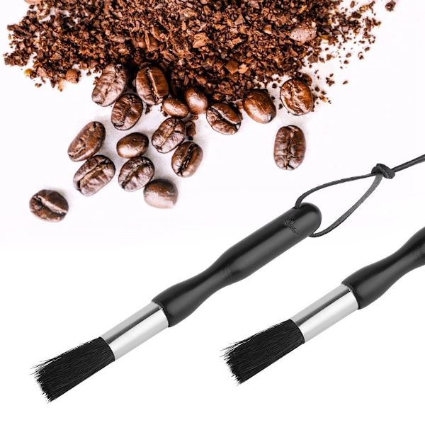 Sort kaffebørste til rengøring, kaffekværn, pulverrensning KLB