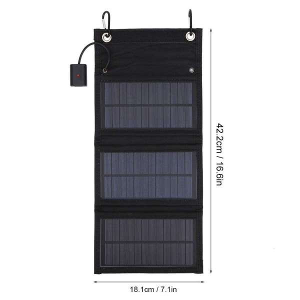 Bærbar solcellelader, sammenleggbart solcellepanel, 15W solenergibank