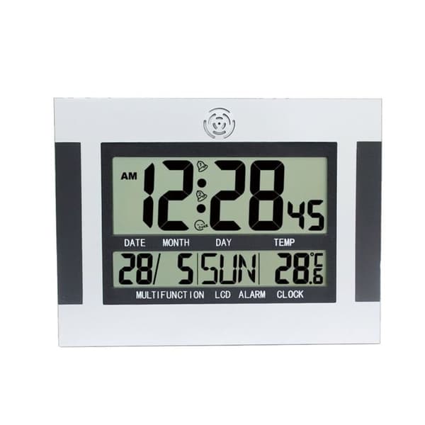 Stor LCD-väggklocka Enkel elektronisk väckarklocka (Silver + Svart)
