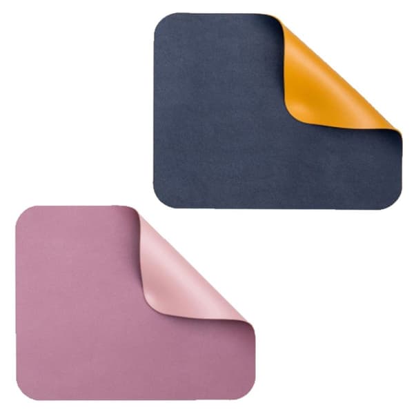 2-pak musemåtter, læder musemåtte, lilla + pink og mørkeblå + orange