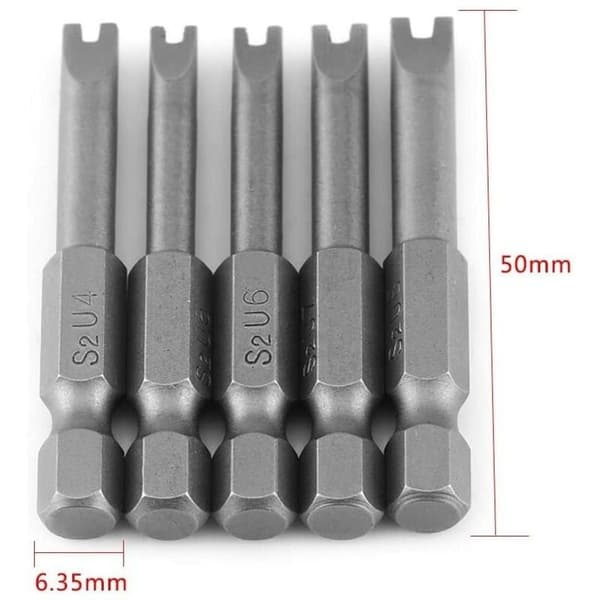 50mm U-formede skrutrekkerbits S2 legeringsstål 1/4\" sekskant
