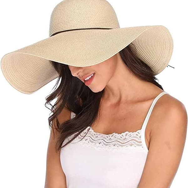 Dam Sommar Solhatt Fällbar Strand Elegant Casual Bred Brätte Solhatt