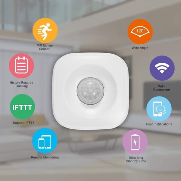 OWSOO PIR bevegelsessensor WiFi, trådløs passiv infrarød detektor,