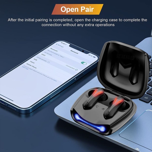 Bluetooth 5.2 hovedtelefoner, indbygget mikrofon, Bluetooth sort