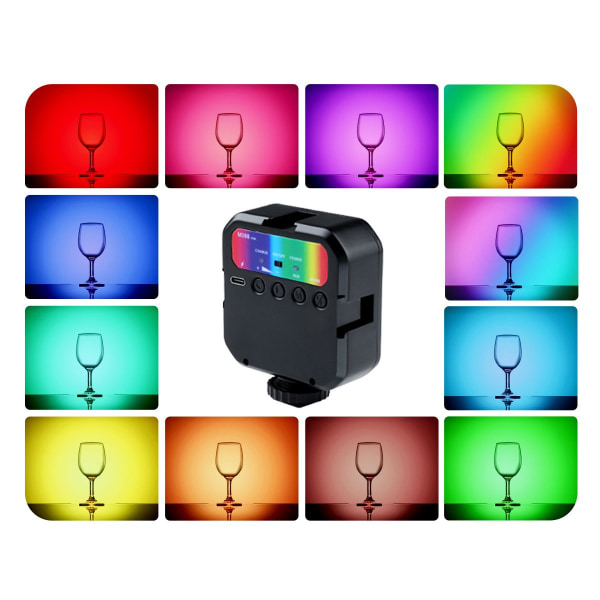 RGB LED-kameralys, LED-videolys Mini genopladeligt LED-videolys, dæmpbar professionel fotograferingslampe til vlogging-film