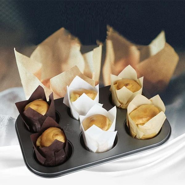 Kageforme, muffinpapir, 150 stk. tulipanformede bageforme af bagepapir