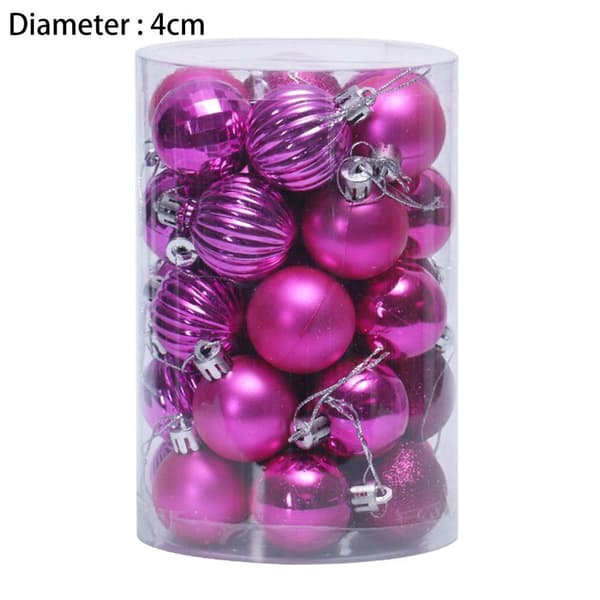 34 stk 4cm julekulepynt rosa rød KLB