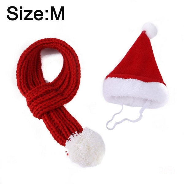 Christmas Hat, Scarf & Suit for Pets, Cats and Dogs, M, Festive