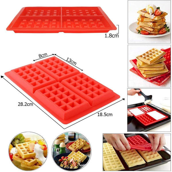 Silikon vaffelform bakeform, 2 stk vaffelkakeform, kakeform isbiter