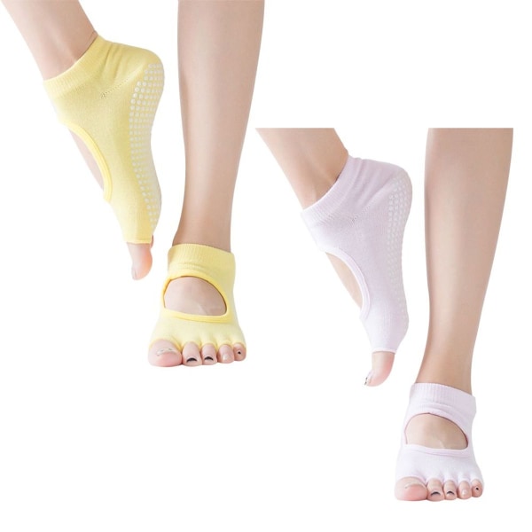 Half Toe Multi Pack - Skridsikre tåsokker til Pilates, sort + blå KLB