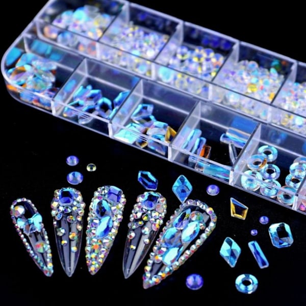 12 Gitter Flad Formet Manicure Rhinestone Negledekoration 06