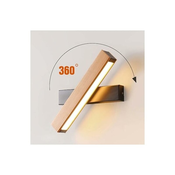 360° drejelig LED væglampe - 31x4x4,5CM - 4W Varm Hvid - Til soveværelse, stue, gang, trappe, hotel KLB