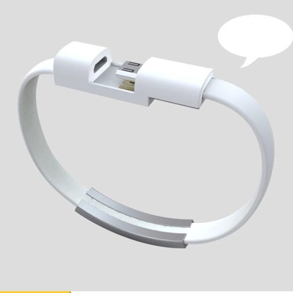 21cm Kreativt Bærbart Armbånd til iPhone Datakabel iOS Typec Hvid