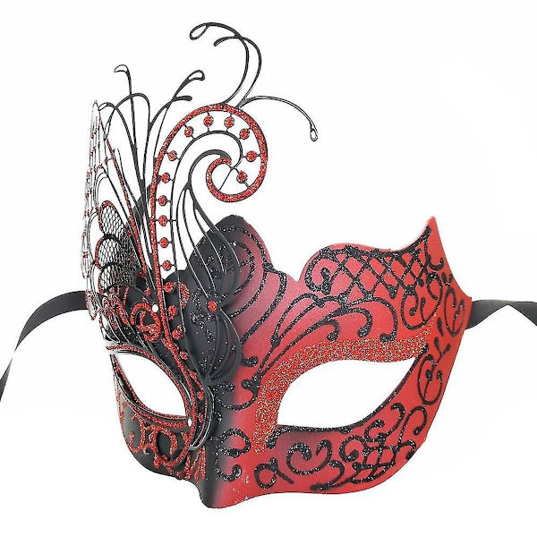 Venetiansk kvinners sommerfugl Rhinestone metallmaske for maskeradekarneval KLB