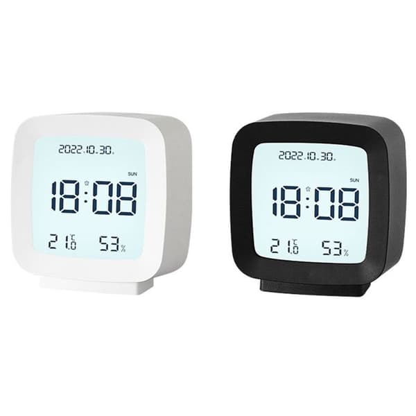 Mini multifunktionskalender väckarklocka, sängbordstemperatur och fuktighetsklocka (vit)