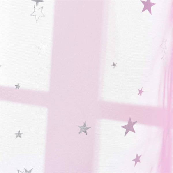 1PC- 100 * 200 Cm(Pink)Voile Window Curtain Romantic Silver Star Foil Window Treatment Sequins Stars Curtains Panel for Window