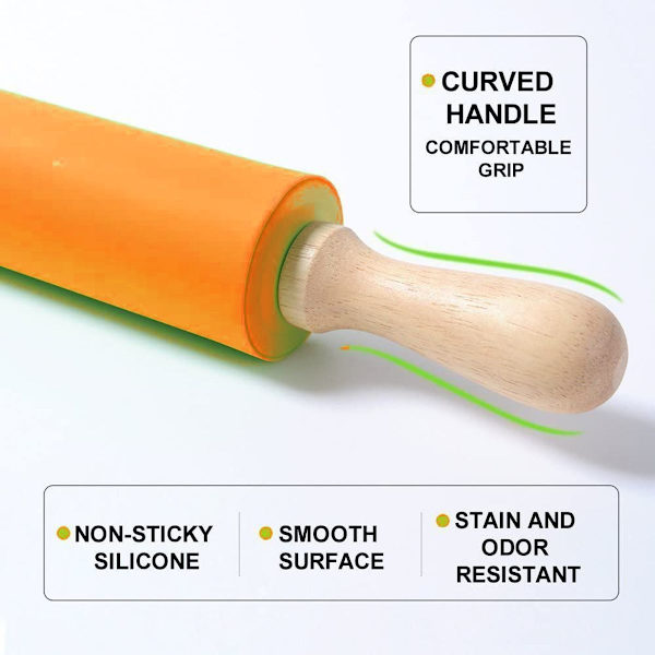Silikone dejmåtte bagemåtte 40 × 30 cm med kagerulle orange KLB