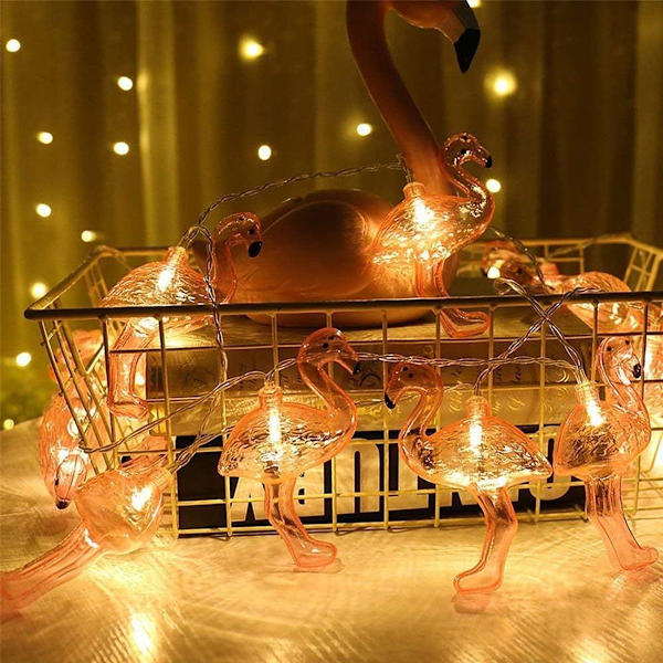 Rosa Flamingo LED-ljusslingor för utomhusbruk 3m Set med 20 KLB
