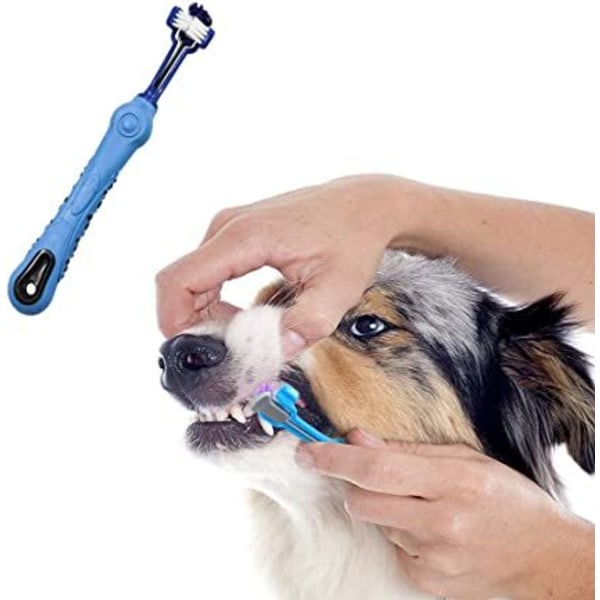 2 stk tresidet kæletandbørste hundebørste tilføjer dårlig ånde tandsten tandpleje hund kat rense mund