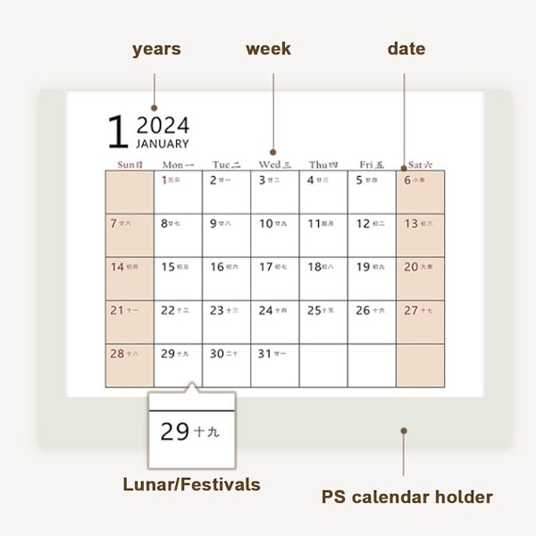 Skrivebords kalender 2024 Skrivebord arrangør Penneholder 2024 Skriver Stil3 KLB