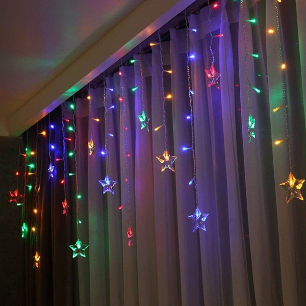 LED-gardinlampor 1,5 m x 0,5 m USB 48 LED-stjärnljus