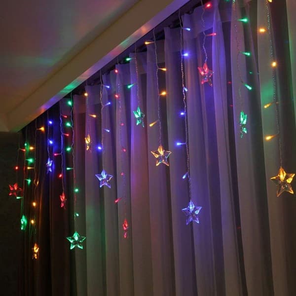 LED Gardinlys 1,5m x 0,5m USB 48 LED Stjernelyskæde