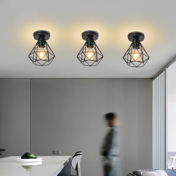 LED-loftslampe, IP54 vandtæt 12w udendørs loftslampe, sort lys, uden pære, pakke med 1 KLB